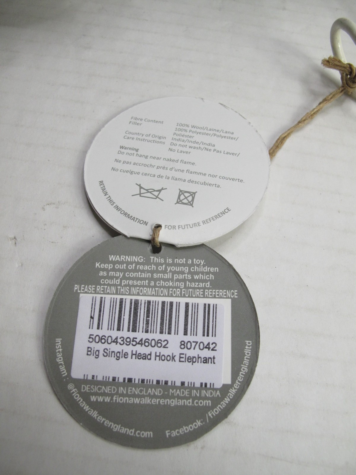 Set of 3 FIONA WALKER Felted Wool Animal Hooks - Baby Nursery Child's Room Decor