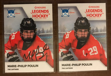 RARE MARIE PHILIP POULIN AUTO + BASE LOT OF 2 ROGERS LEGENDS OF HOCKEY