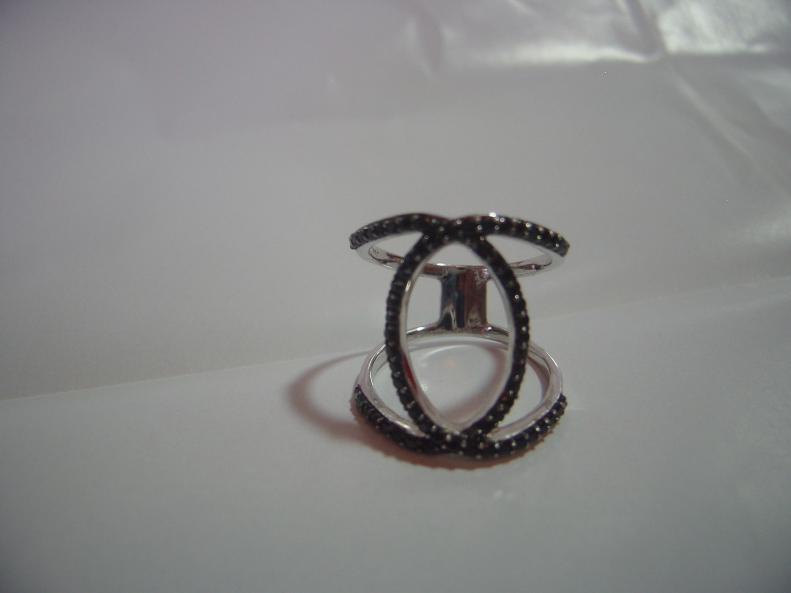 exquisite-solid silver large ornate black sparkli… - image 14