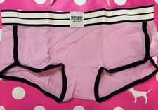 NEW 2016 Victoria's Secret PINK Wide Logo Band Low Rise Boyshort Panties L VTG