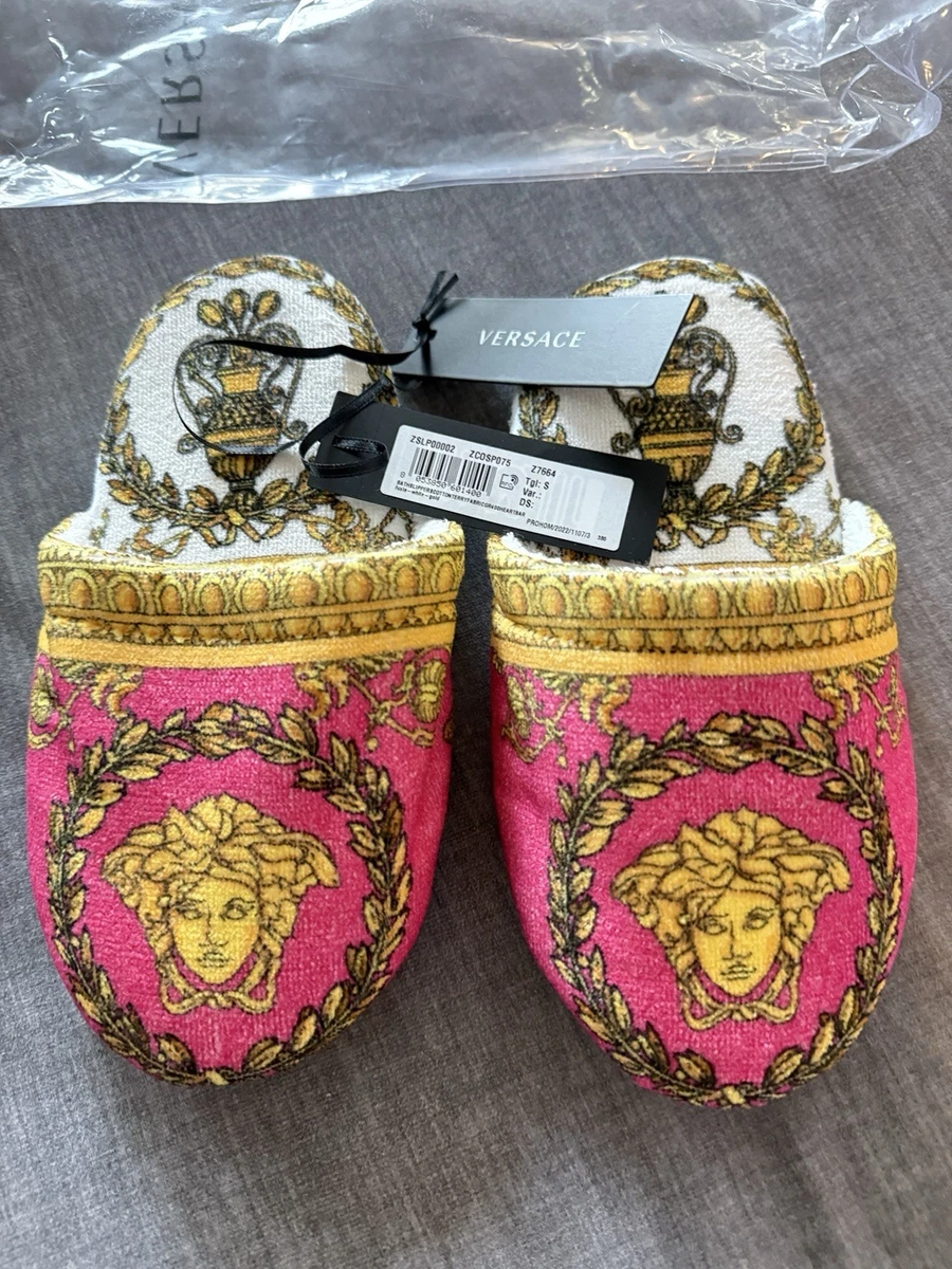 Versace Pink Slippers with Gold Medusa Logo Luxury women main image 4