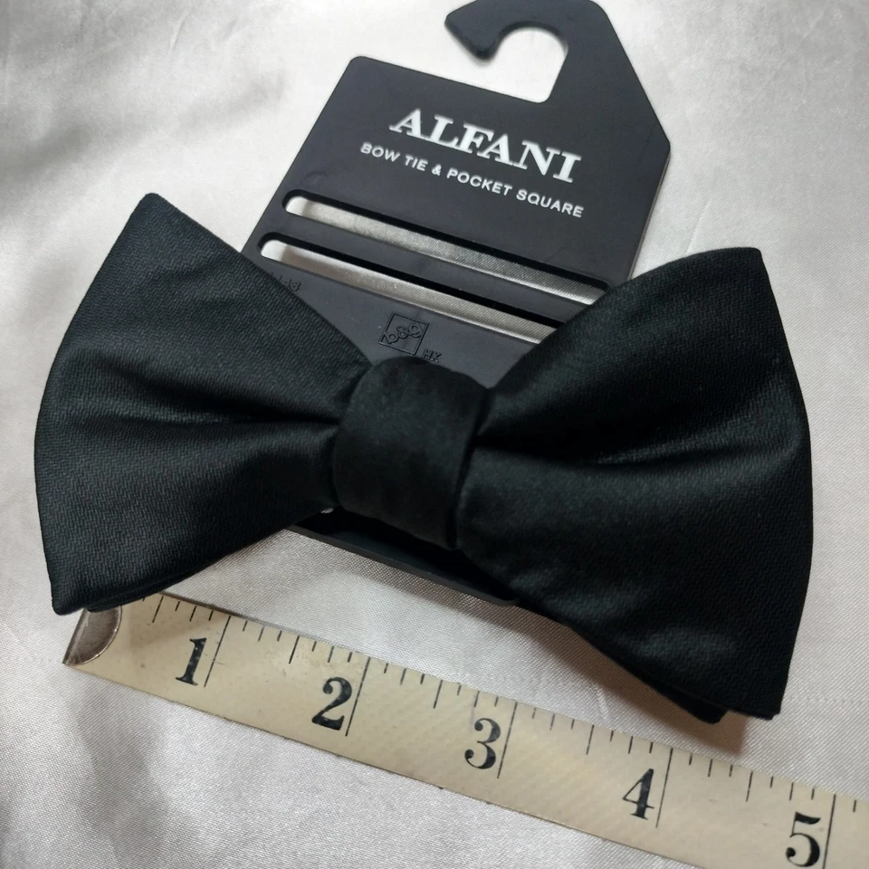ALFANI 男式黑色仅领结正式梅西百货卡 NOS 可调节 4.5 X 2 英寸 — 第 2/4 张图片