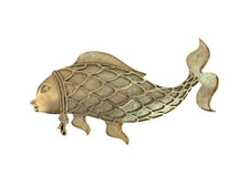 Vintage Women  s Large Koi Fish Belt Buckle Gold 6  X 3  