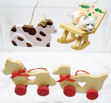 Kitty Cat Kitten Rocking Chair Cow Duck Horse Toys Animal Wood Wooden Ornaments