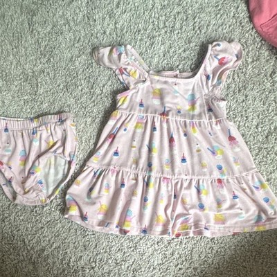 Magnetic Me 2-Piece Girls Dress & Bloomers Set Ice Cream 9-12M Ruffle