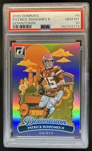 2025 Donruss Patrick Mahomes Downtown! SP #8 Chiefs PSA 10