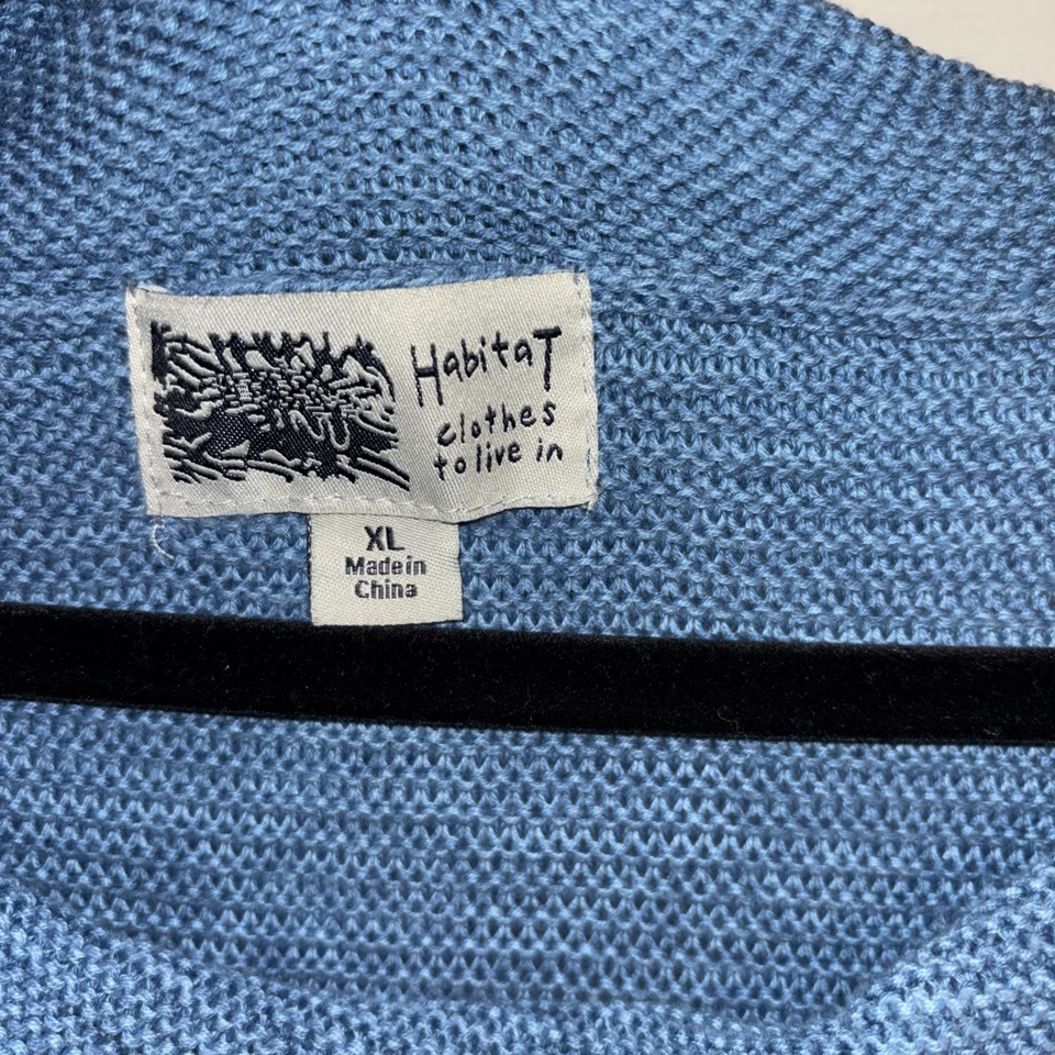 Habitat Clothes To Live In XL Sweater Tunic Blue Button Detail Cowl Neck Ribbed - Image 4 of 4