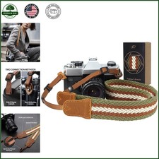 Vintage Striped Camera Strap, Soft Cotton, Adjustable for Adults and Kids