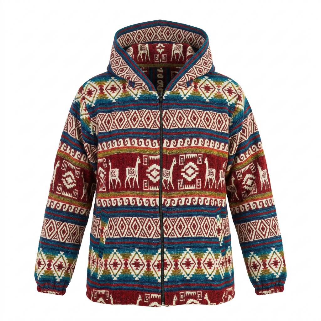 ジャケット・アウター COLD BAY PARKA(WOOL ALPACA) ALPACA WOOL HOODED JACKET M UNISEX WINTER COAT LLAMA PATTERN ANDES