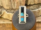 Vintage Native Navajo Sterling Silver Multi Stone Mosaic Ring sz 6--601.26