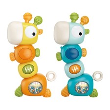 Giraffe Shaped Baby Teether Rattle Toy With Engaging Music And Light Shower Gift