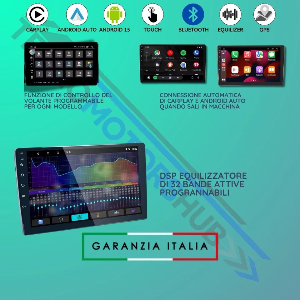 Autoradio 9” Android 15 Per Fiat Doblo Opel Combo Tour 2010-2015 CARPLAY 2+64GB - Immagine 3 di 4