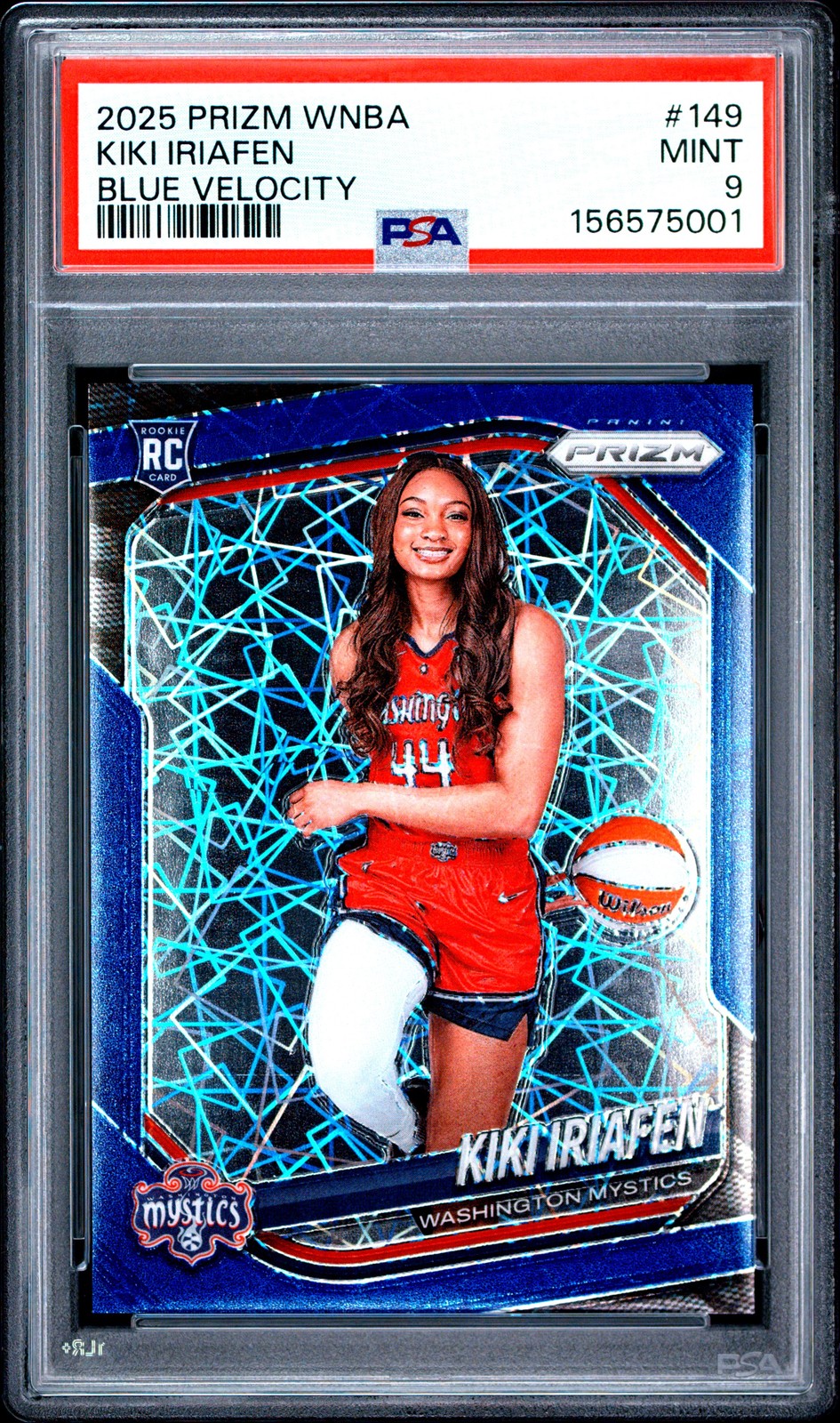 2025 PANINI PRIZM WNBA BLUE VELOCITY #149 KIKI IRIAFEN PSA 9