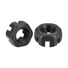 20Pcs M10x1.25mm Hexagon Slotted Nut Grade 4.8 Carbon Steel Hex Nuts Black