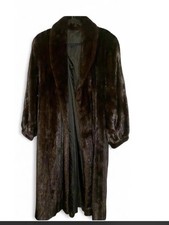 Genuine Vintage Ranch Mink Fur Coat Full Length Mahogany Brown Shiny SZ- L