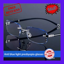 Best New Photochromic Progressive Frameless Reading Glasses Anti-blue Magnifier