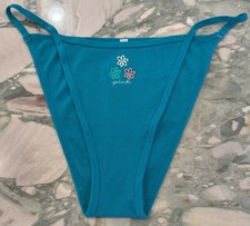 NEW Victoria Secret PINK Cotton High Leg String Bikini - Deep Lake Floral - XL