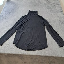 Womens Black Long-sleeved Turtleneck Shirt Size Medium Stretch Casual Outdoor
