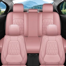 Front Rear Nappa Leather Seat Cover Full Coverage Cushion Protector for Most Car