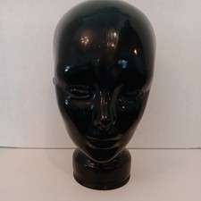 Vintage Pier 1 Black Art Glass Mannequin Head. Made in Spain. Original Stickers.