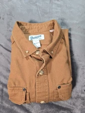 Duluth Trading Co Shirt Mens L Brown Canvas Relaxed Fit Work Wear Vented 