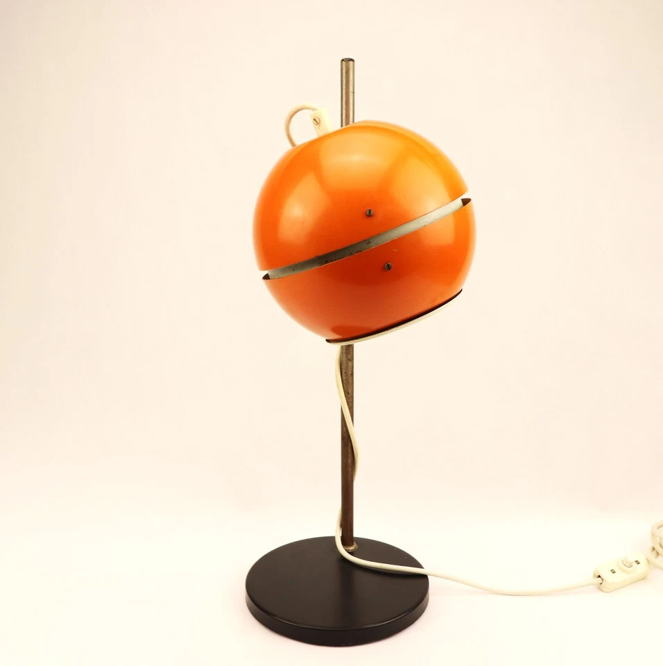 DDR Schreibtisch Kugel Lampe orange AKA VEB Wohnraumleuchten 60/70er Eyeball - Bild 2 von 4