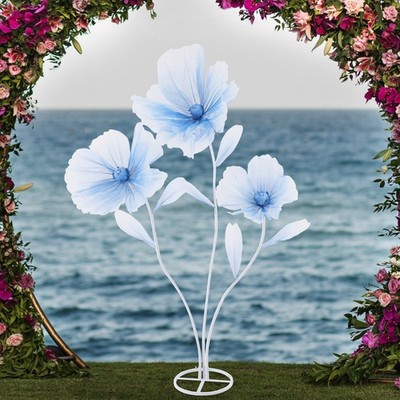 3-Head Wedding Artificial Flower Gradient Blue Wedding Decor Artificial Flower