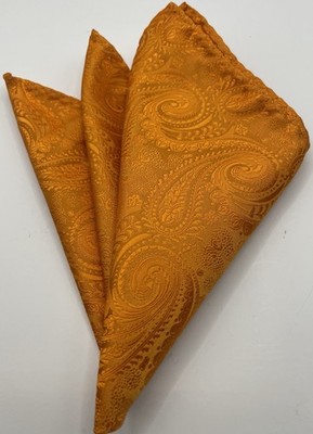 Herren Einstecktuch, 12 Zoll, hellorange Paisley Muster