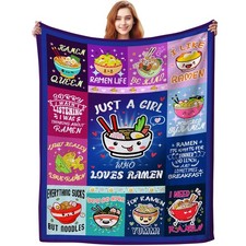 Anime Ramen Blanket Soft Lightweight Cartoon Ramen Flannel Throw Blankets Bed...