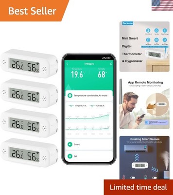 High-Accuracy Indoor Thermometer & Hygrometer - Mini WiFi Sensor with Alerts
