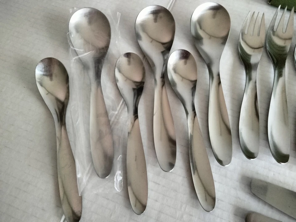 25pc Lauffer Design 9 Stainless Flatware set for 5 Boxes MCM Used - Image 2 of 4