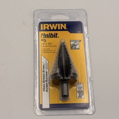 IRWIN UNIBIT 10235 #5, STEP DRILL BIT, NEW OLD STOCK, ORIG PACK, 1/4'' - 1-3/8''