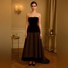 Tadashi Shoji Strapless Velvet Long Evening Gown Size 10 Chocolate Brown
