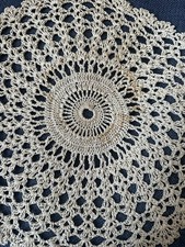 Vintage Hand Crocheted Lace Napkin Table Cloth Round 15.5cm Doilies NaturalWhite