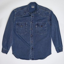 VTG 90s Levi's Denim Jeans Shirt Mens Size L Authentic Long Sleeve Vintage