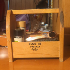 Vintage-Esquire Footman DeLuxe Shoe Shine Kit Box w/ Brushes, Polish Cleaners
