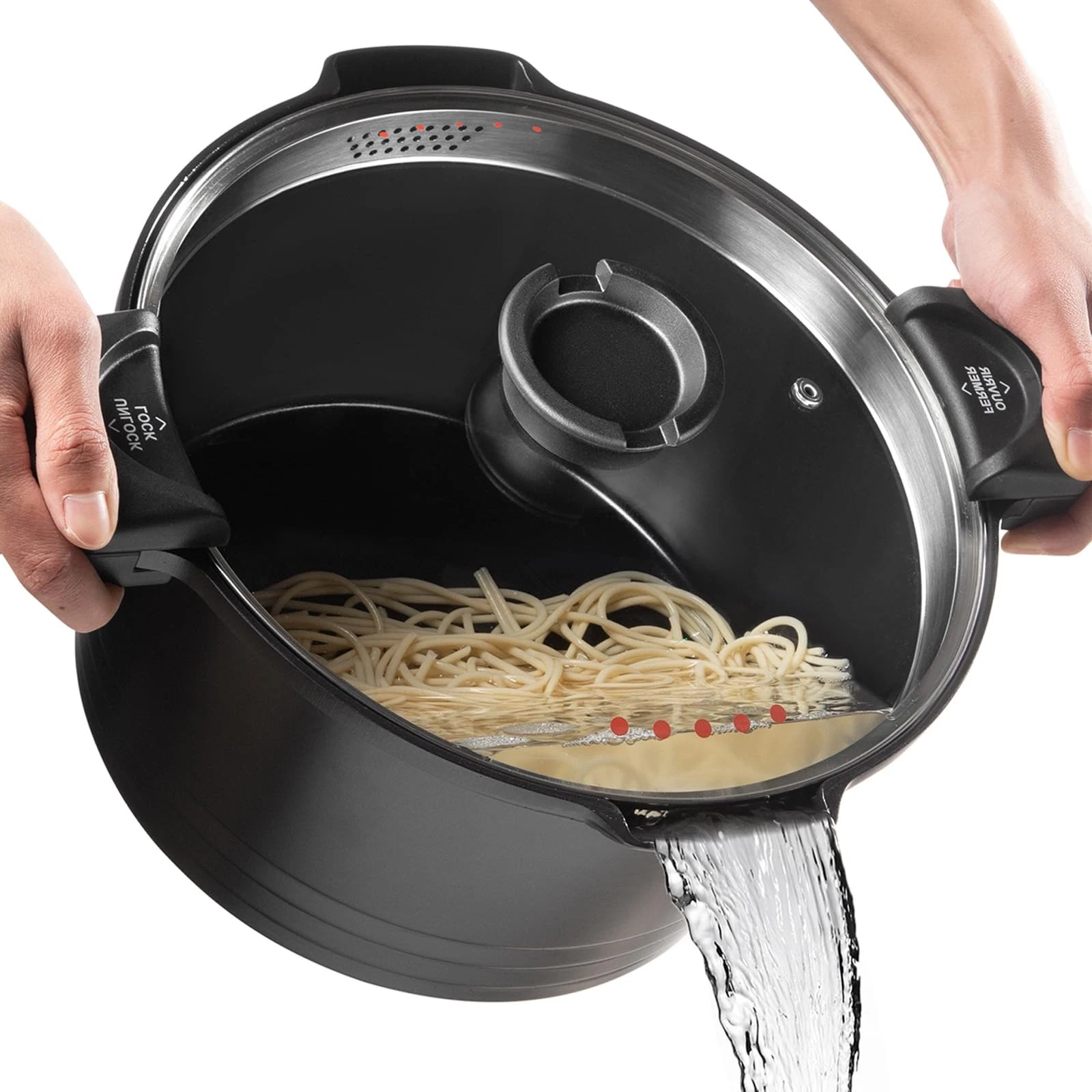8.5qt Pasta Pot with Strainer Lid, Cast Aluminum Stockpot Multipot, Nonstick ...