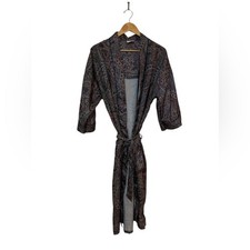 Vintage 1980s McGregor Paisley Polyester Robe Unisex Coverup Belted One Size