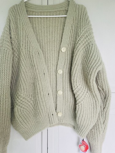 Cider Womens Cardigan Sweater Large NWT V-neck Button Up Beige - Picture 9 of 12