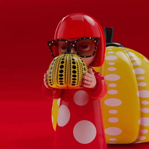 Yayoi Kusama Popcorn Pumpkin Art Sculpture Figure Dol Toy - Picture 4 of 6