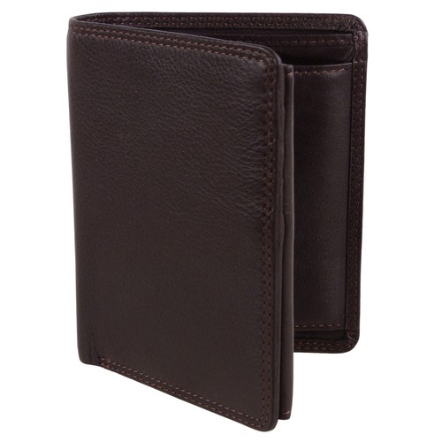 Mens Boxed Quality Leather Wallet by Visconti in Black Or Choc Brown - Picture 4 of 14