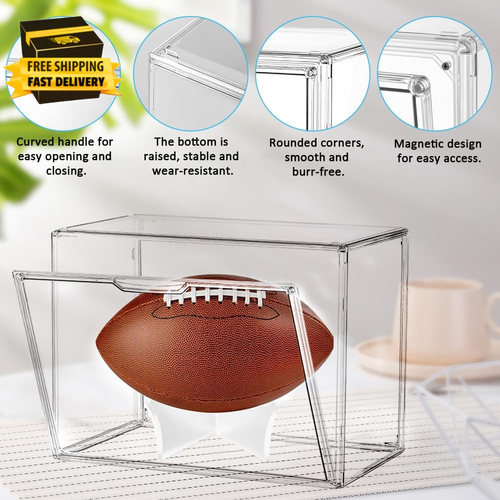Football Display Case Acrylic Football Storage Box Full Size Assemblable Footbal - Picture 3 of 7