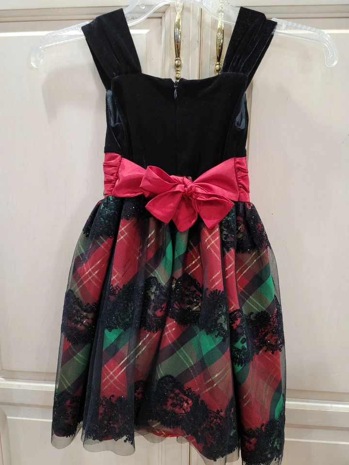 VESTIDO DE FIESTA/VACACIONES IRIS & IVY NIÑAS Talla 6 Negro Terciopelo Vestido de Navidad Foto 4 de 4