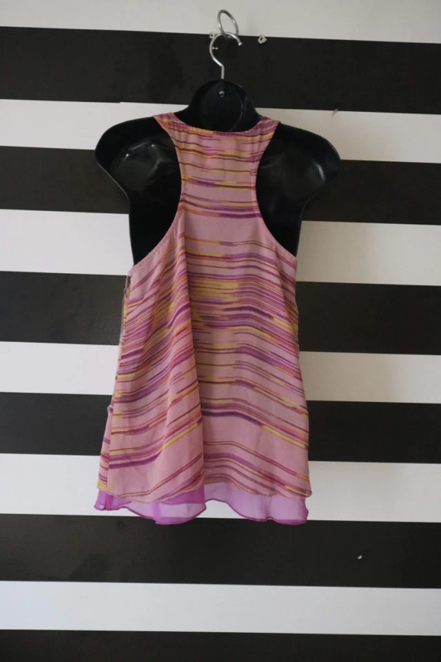 Blusa para mujer Decree sin mangas a rayas multicolor talla S pequeña Foto 2 de 4