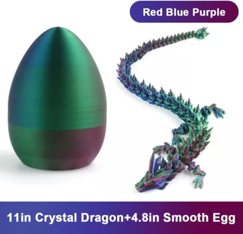 3D Printed Articulated Crystal Dragon Egg Flexible Mystery Dragon Toys Gift - Picture 3 of 6