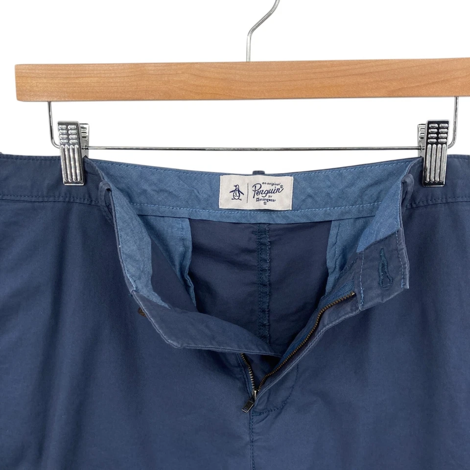 Pantalones Cortos Penguin Para Hombre 38 Azul Chino Elastizados Cómodos Bolsillos Cortados Ajuste Original Foto 4 de 4