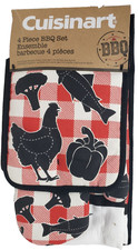 4pc Set:1 Apron,1 Pot Holder,1 Oven MItt 1 Towel,ROOSTER,FISH,VEGGIES,Cuisinart