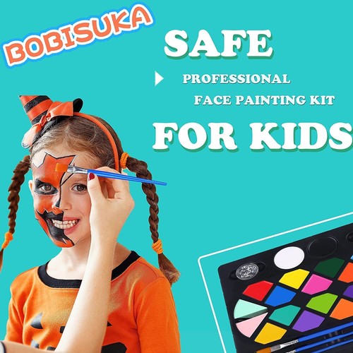 BOBISUKA Face Painting Kit for Kids - 16 Colors Water Based Body Face Paint - Picture 3 of 7