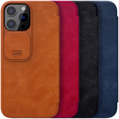 Fr iPhone 15 14 Pro Max Luxury PU Leather Flip Card Wallet Camera Protector Case