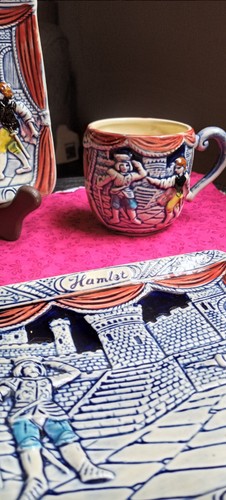 RARE Shakespeare's Hamlet Embossed Stoneware Cup & Saucer Set (2pc.) SANYO JAPAN - Picture 7 of 7